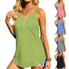 Women's Fashion Color V-neck Button Vest Top Sleeveless Sports Top T-shirt