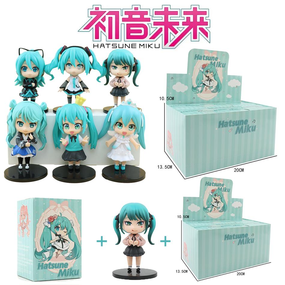 6Pcs Q Version Hatsune Miku Anime Action Figurine  Pvc Model Collection Dolls Desktop Decoration Kids Toys Birthday Gifts