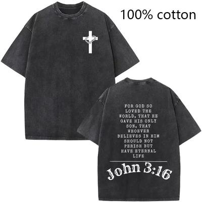 Kresťanské Ježiš Biblický verš Prané tričká Pánske Dámske Módne Vintage Nadrozmerné Tričká Harajuku Bavlna Krátky rukáv Tričko