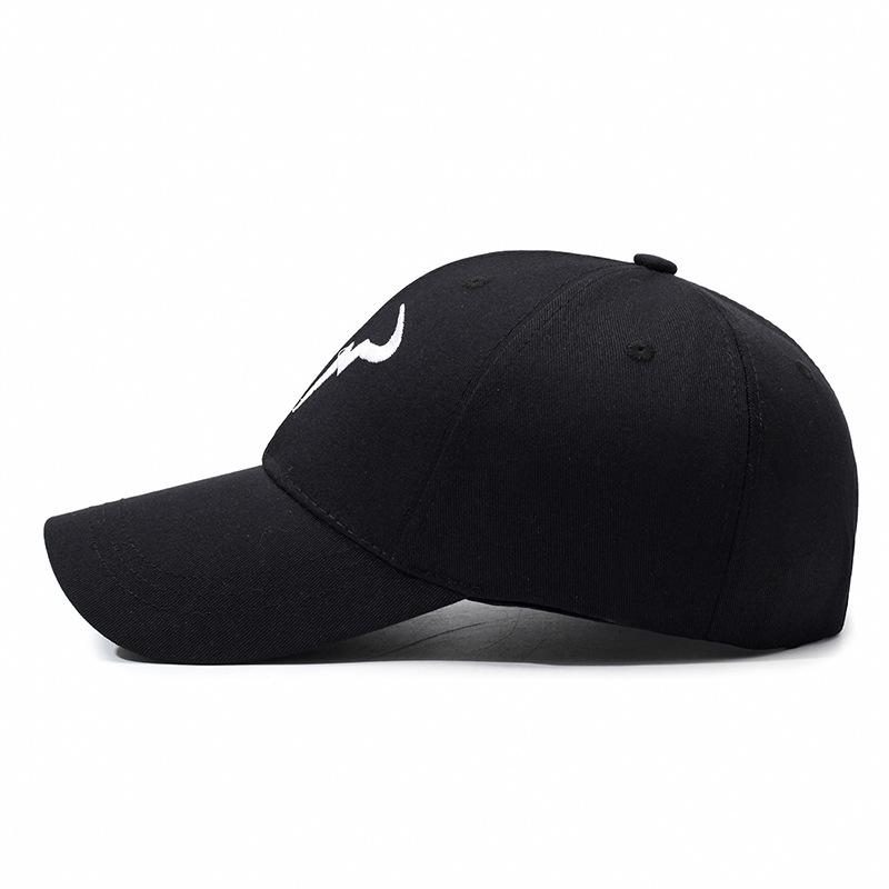 Stylish Black Baseball Cap with Unique White Bull - horn - like Logo, Ideal for Everyday Wear and Outdoor Activities