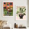 Abstract Tropical Plant Flower Black Cat Posters Boho Wall Art Canvas Paintings Prints Wall Pictures For Living Room Decor