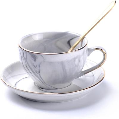 Goudrand Theekopje - Premium Kwaliteit Handgemaakt Bone China Kop en Schotel Set voor Speciale Koffiedranken, Latte, Cafe Mocha, en