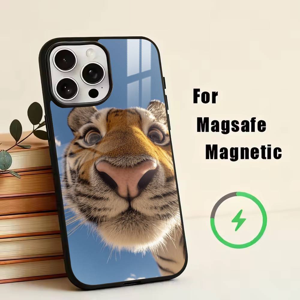 D-Funny Animals Phone Case For iPhone17,16,15,14,13,12,11 Plus,Pro Magnetic For Magsafe Wireless Charging