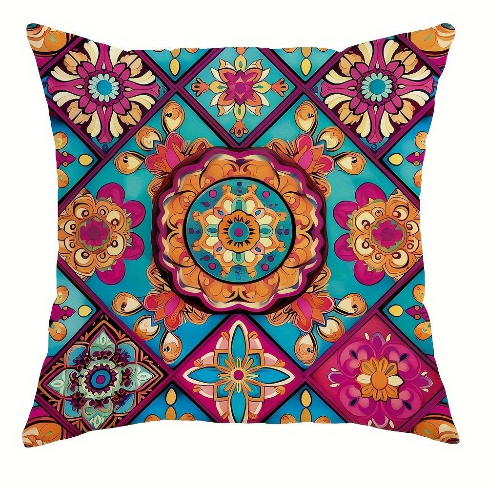 Colorful floral pattern pillow cover, sofa bedroom cushion cover, single-sided printing, without pillow core