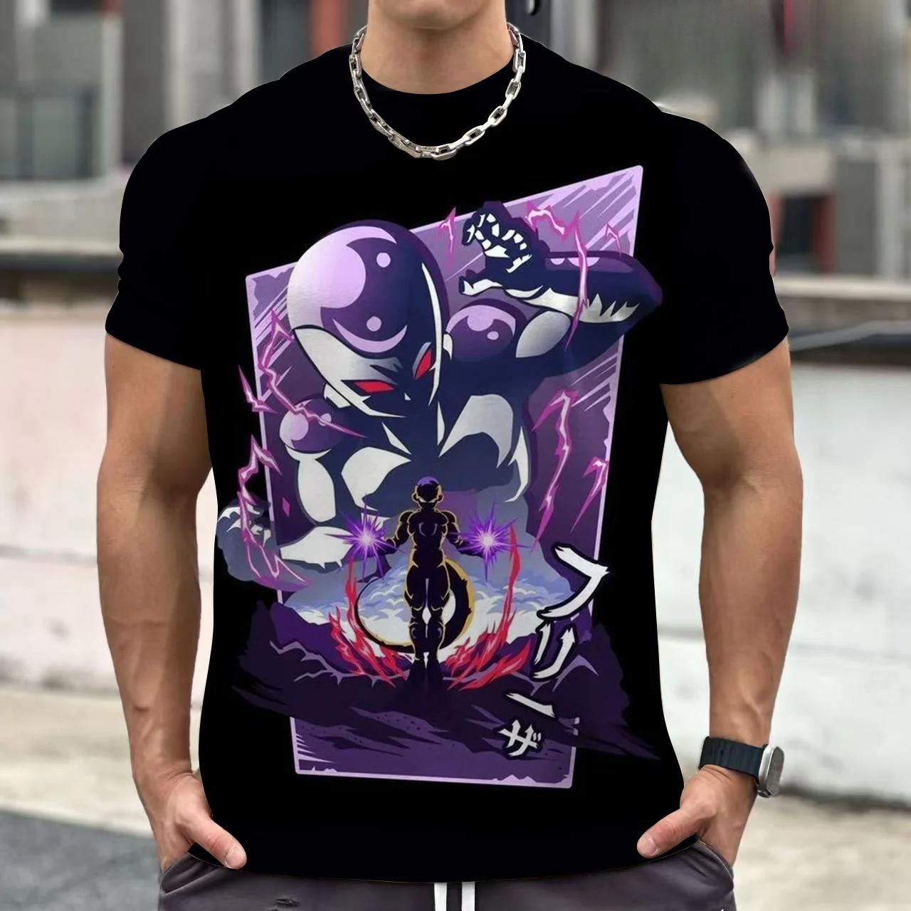 

Summer Round Neck 3D Cartoon Anime Dragon Ball Print Top Fashionable Casual Short Sleeved Men s T-shirts XS