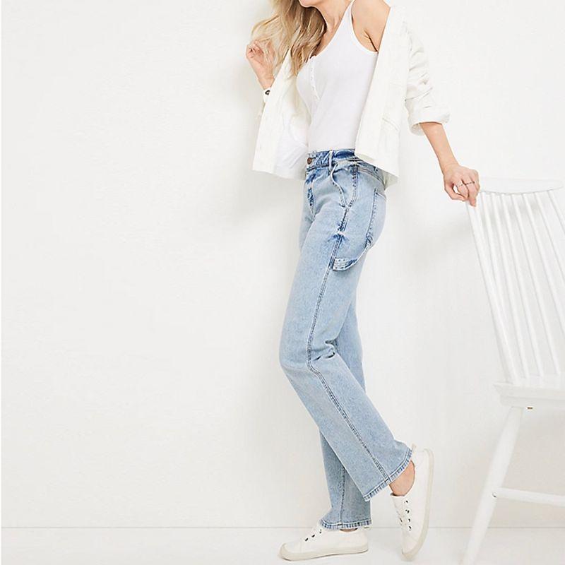 

Two Pieces of 20% off Export USA M Home Plus Size Snowflake Blue and White Elastic Retro Straight Cargo Nine Points Smoke Tube Denim C product mau snowflake Straight-leg 14R