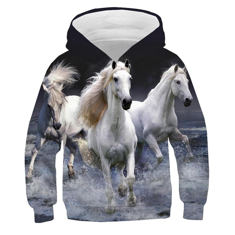 Kids Clothes Boy Hoodies Long Sleeve Creative 3D Horse Print Children Spring Fall Clothes Casual Stylish Outdoor Boy Clothes Top