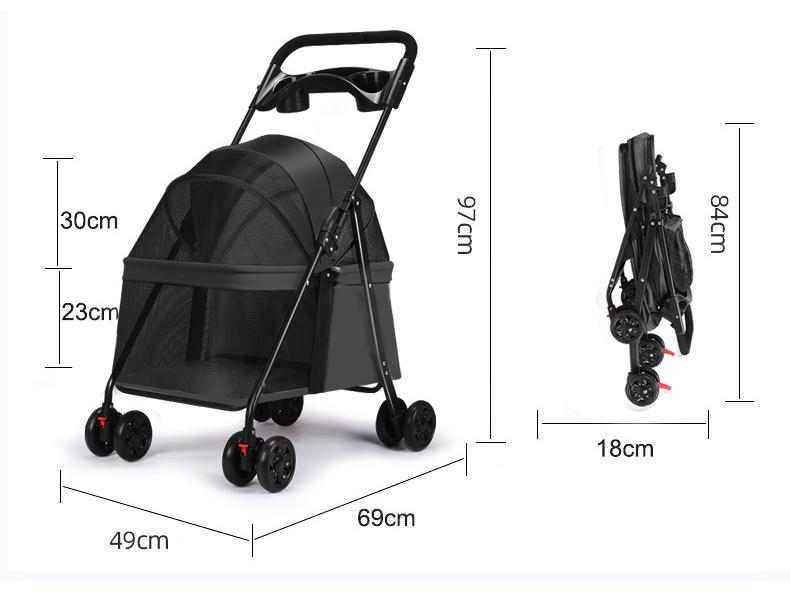 Lightweight Folding Pet Stroller for Cats & Small Dogs