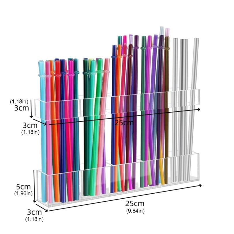 Platzsparender schrankmontierter Strohhalter 9,8 Zoll Klares Acryl-Design mit abnehmbaren Aufklebern zur Heimorganisation