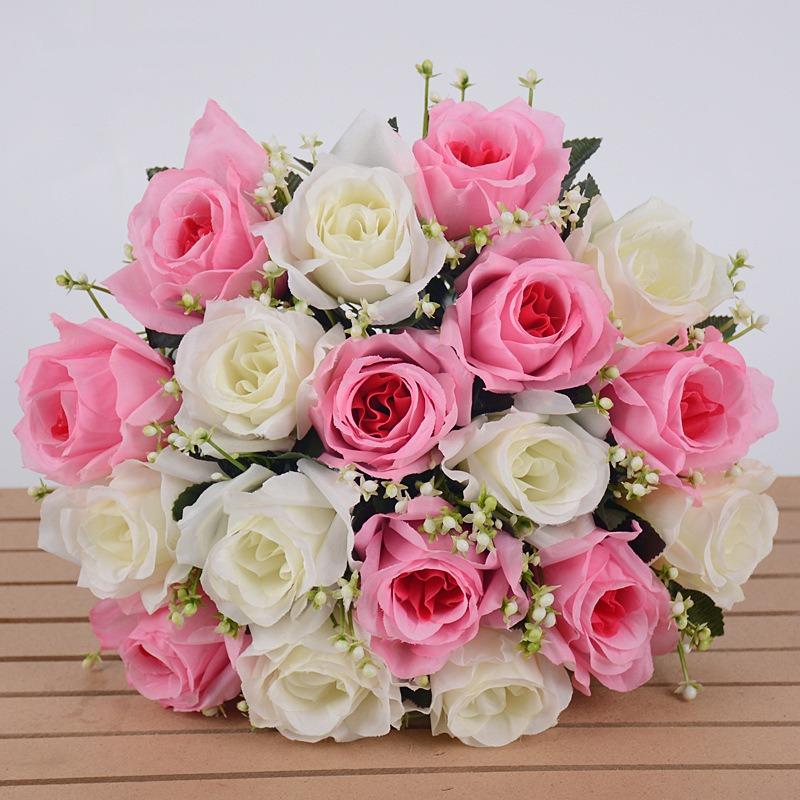 18 Köpfe Seidenrosen Künstliche Blumen Fake Bouquet Hochzeit Home Party Dekor