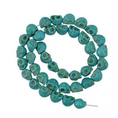 40pcs Halloween Turquoise Carved Skull Jewelry Making Spacer Beads Blue