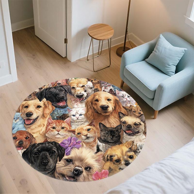 Cute Animals pattern round rug,Carpet Rug for Living Room Bedroom Playroom ,Non-slip Floor Mat,Holiday Gifts and Birthday Gifts.