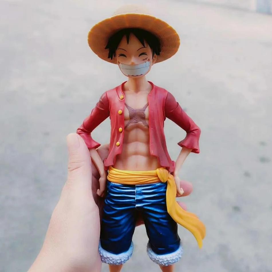 New 28cm One Piece Anime Figure Confident Smiley Luffy Three Form Face Changing Doll Action Figurine Model Toys Birthday Gifts