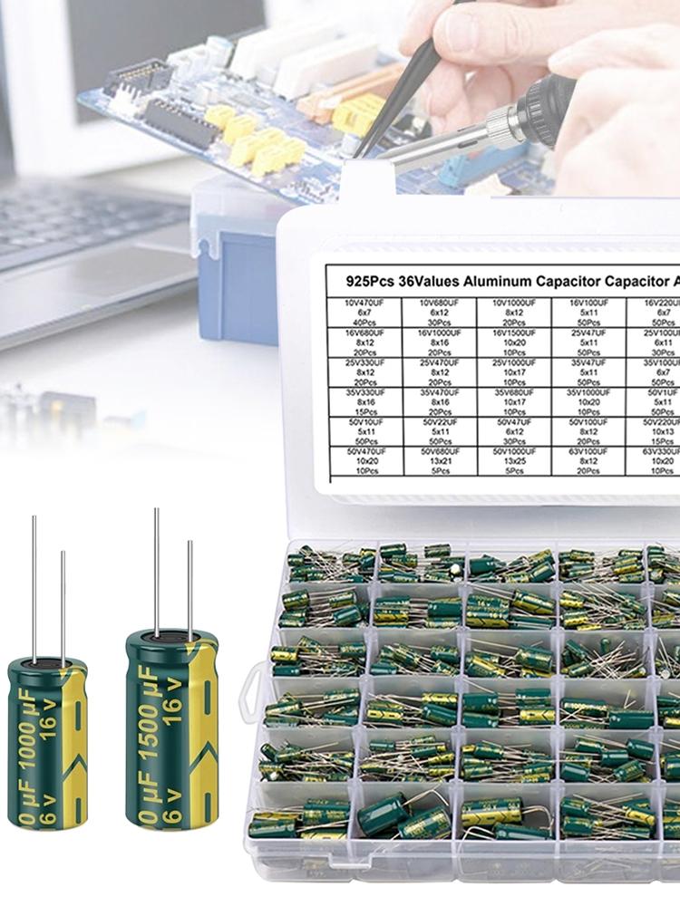 15/24/36 Values 225/460/925Pcs Variable Capacitors Assorted Kit High Frequency Low ESR Aluminum Capacitors Set for DIY Projects