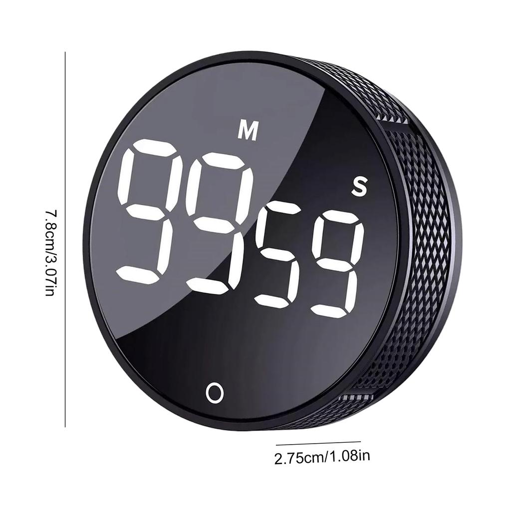 Countdown Rotary Timer with LED Display Digital Countdown Countup Timer Magnetic Digital Timer for Baking Grilling Studying