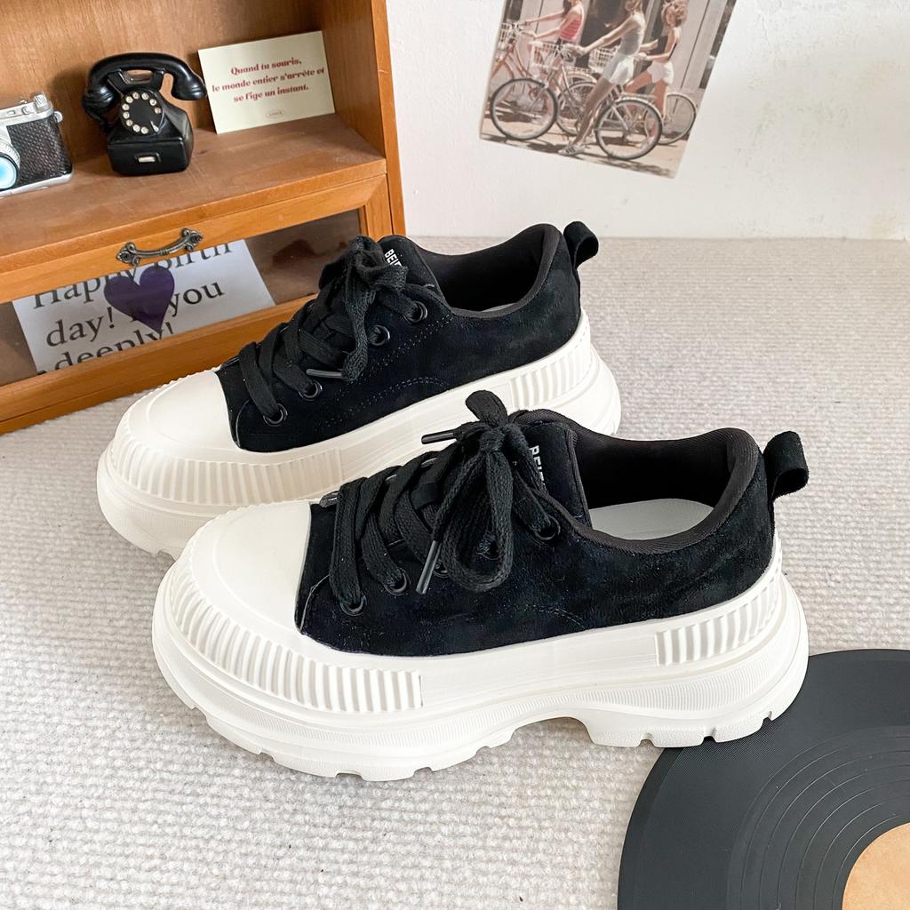 LZ6039 latex insole/7cm thick sole heightening casual shoes women's shoes autumn 2024 new retro board shoes
