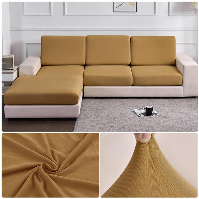 Elastische bankzitkussenhoes Polyester bankhoezen Wasbaar Afneembaar Meubilairbeschermer Hoekfauteuil Bankkussenhoes Plus Size (XL)-1pc kameel
