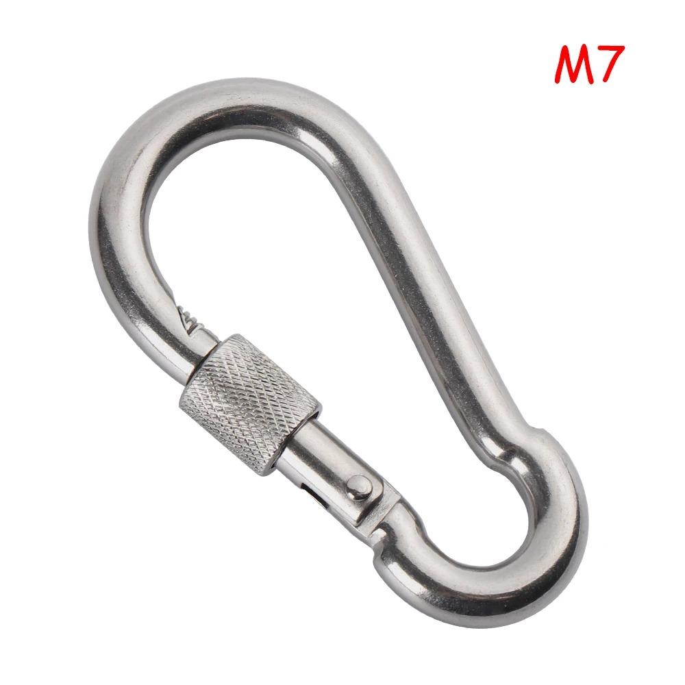 5pcs Stainless Steel Lock Ring M4-M12 Safety Snap Hook Carabiner Spring Snap Quick Link Outdoor Camping Gear Equipment.