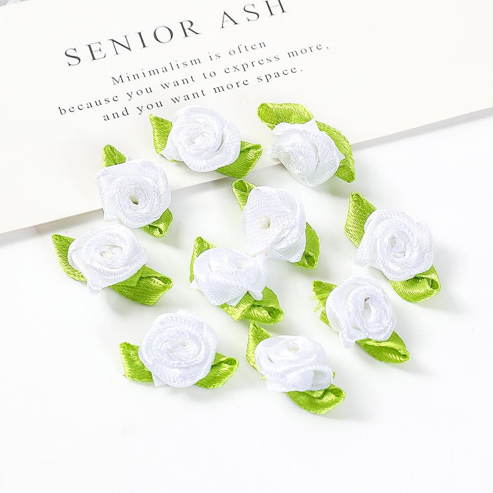 30/80Pcs Mini Rose Artificial Flowers Heads 2cm Buds Fabric Flower Wedding Decoration Craft Supplies Ribbon Bow-Knot Gift Decor