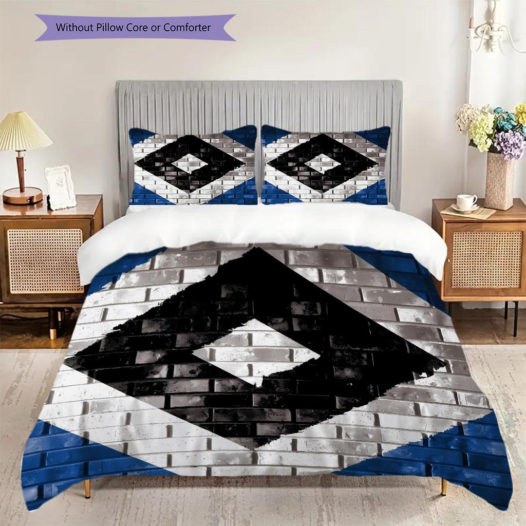 Hamburger SV Pattern Bedding Quilt Set Quilt Cover Pillowcase Home Decoration Birthday Gift (1 * Duvet Cover + 2 * Pillowcase, Without Core)