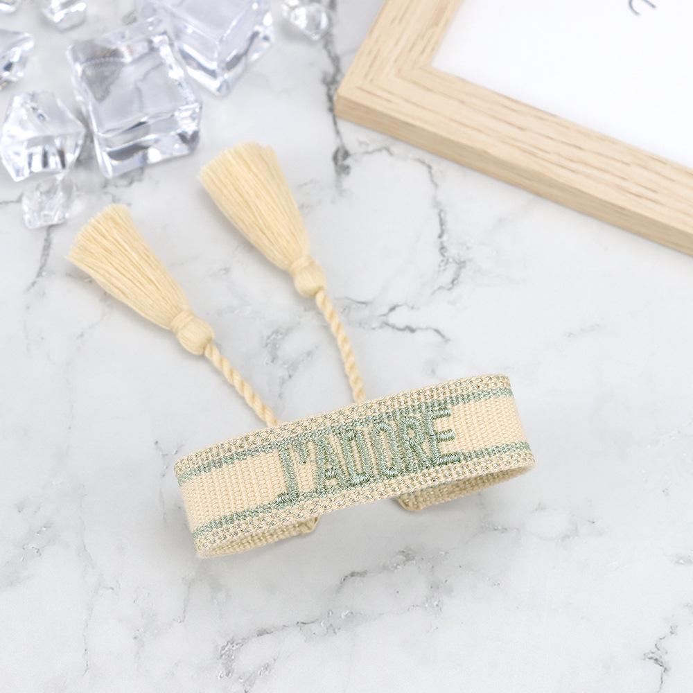 J'adore Bracelet: Embroidered Letter Tassel Wristband for Women & Couples
