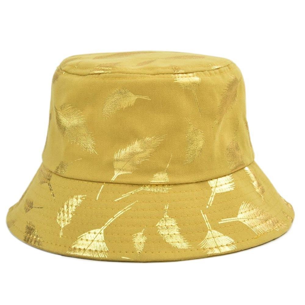 Trendy Gold Foil Fisherman Hat Korean Style Wide Brim Bucket Hat Sun Protection