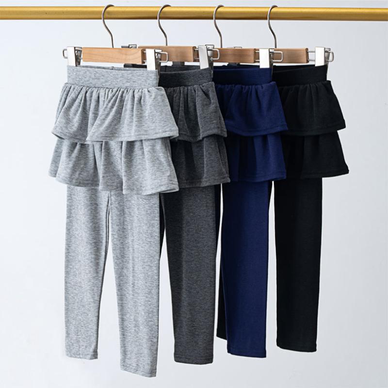 Leggings para Meninas Estilos Primavera e Outono Calça-saia Infantil Falsa de Duas Peças Usar Calça Saia Elástica para Meninas para Usar ao Ar Livre