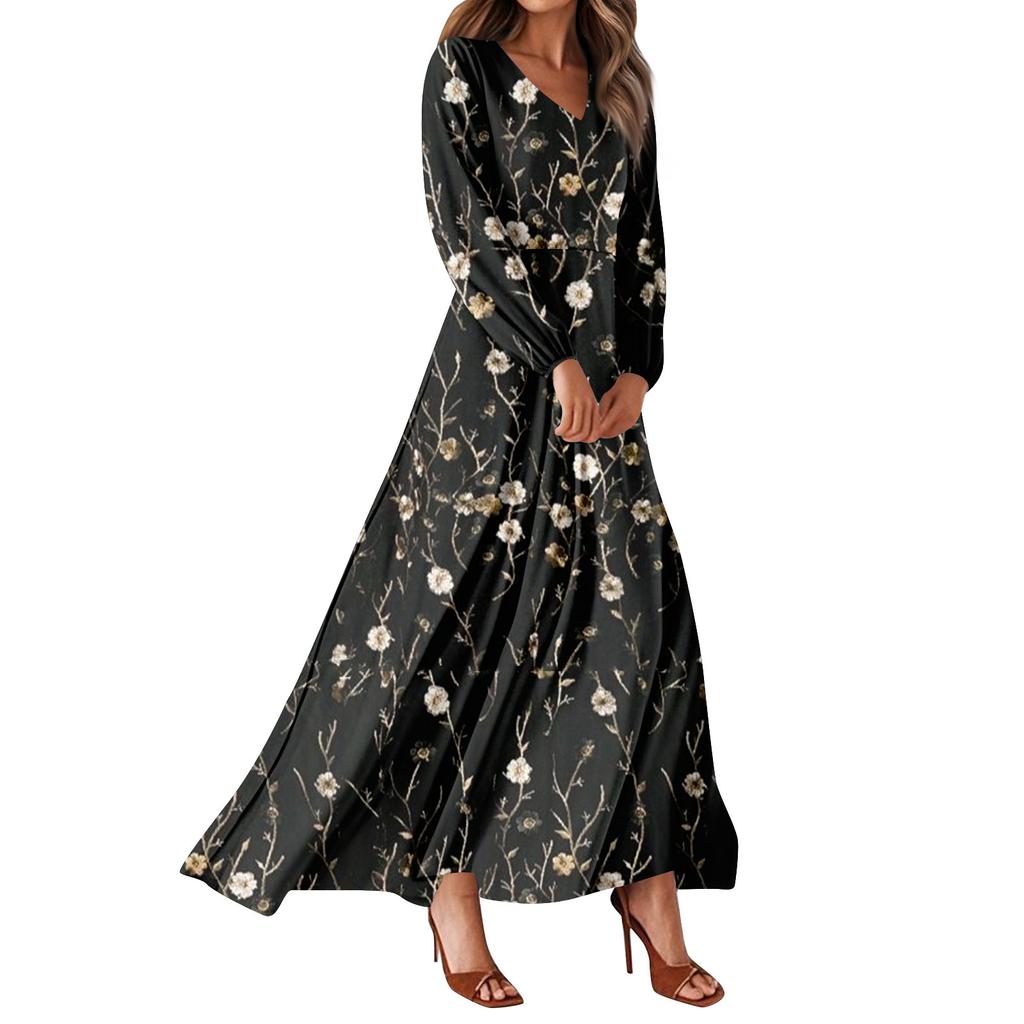 Women's Summer Dresses Casual Long Sleeve Maxi Dresses Cute Floral Maxi Dresses Wedding Guest Dresses Flowing Dresses