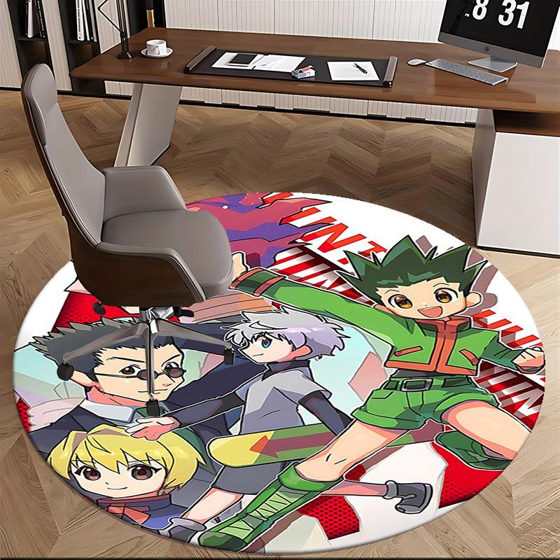 1pc Hunter X Hunter Anime Characters Round Carpet  Office Chair Mat, AntiSlip Rug for Home Decor, Living Room