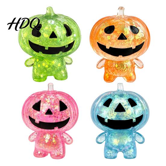Spooky Pumpkin Sensory Toy Glitter Ghost Squeeze Toy Stress Relief Clear Man Halloween Party Favors Fidget Decompression
