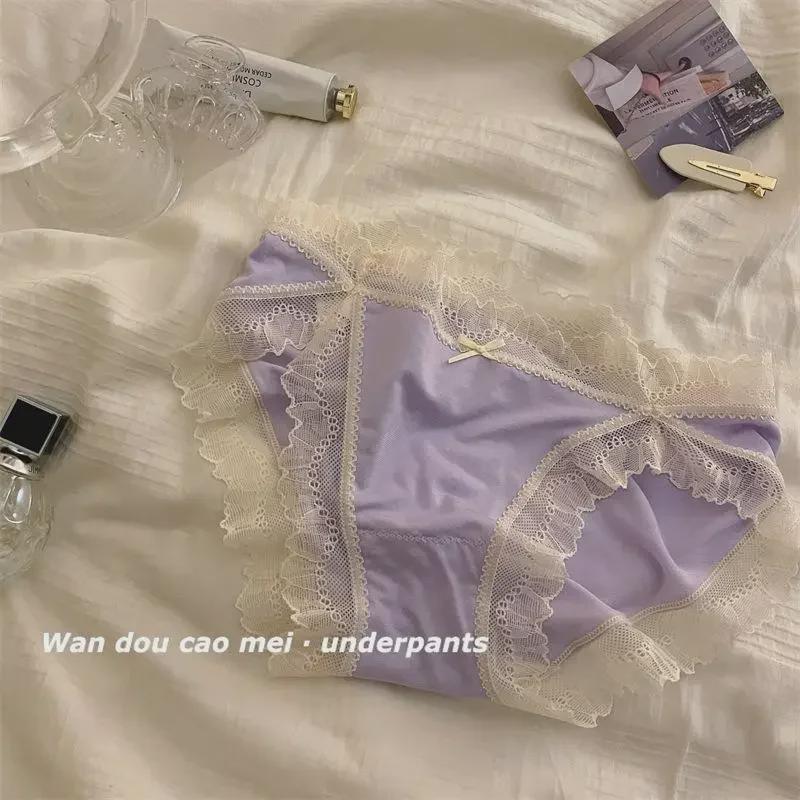 Dam Trosor med Låg Midja och Spetskant - Mjuka, Högt Skurna, Gren i Ren Bomull