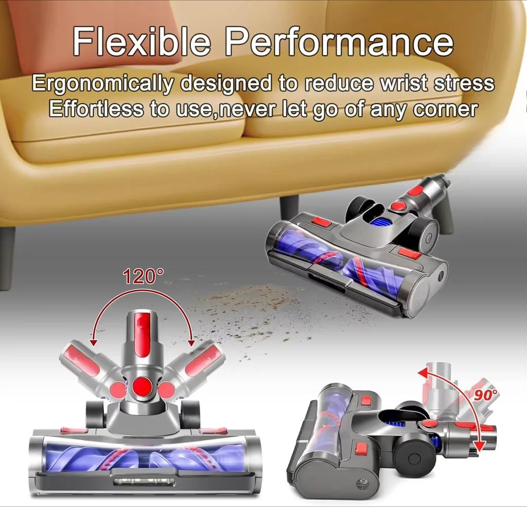 For Dyson Handheld Vacuum Cleaner Electric Large Floor Brush V7V8V10V11V15 Soft Velvet Floor Brush Roller Brush Double Turbine