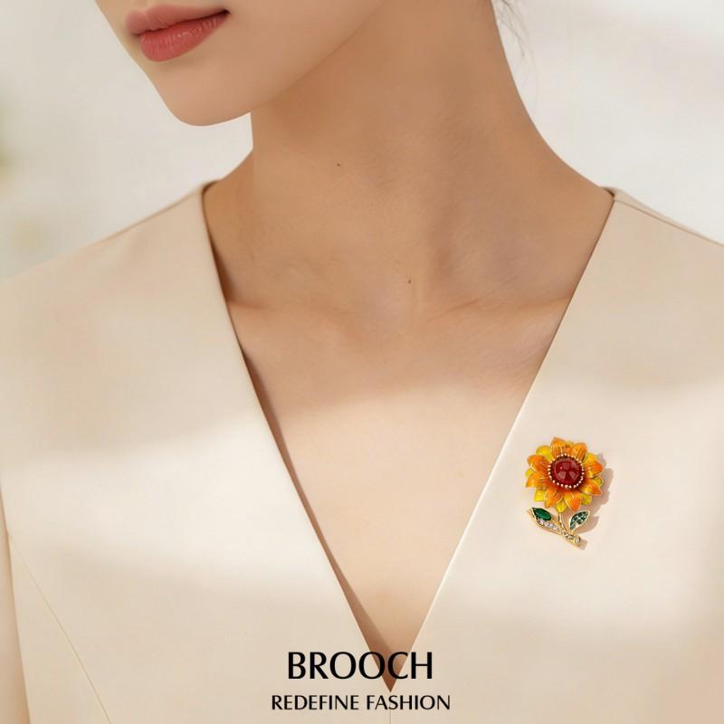 Sunflower Brooch Pin Gold Decorative Accessory Clothes Scarves Bags Small Unique Design