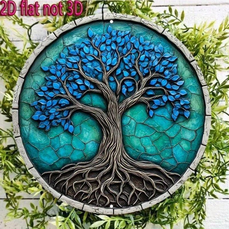 

Metal Wall Art Poster, Tree of Life Mosaic Turquoise, Living Room Decor