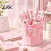 Pen Storage Cup Pink Bow Makeup Brush Holder, 3D Printed Desk Organizer, Cosmetic Vanity Table Box Brushes & for Decoration Desktop Organization