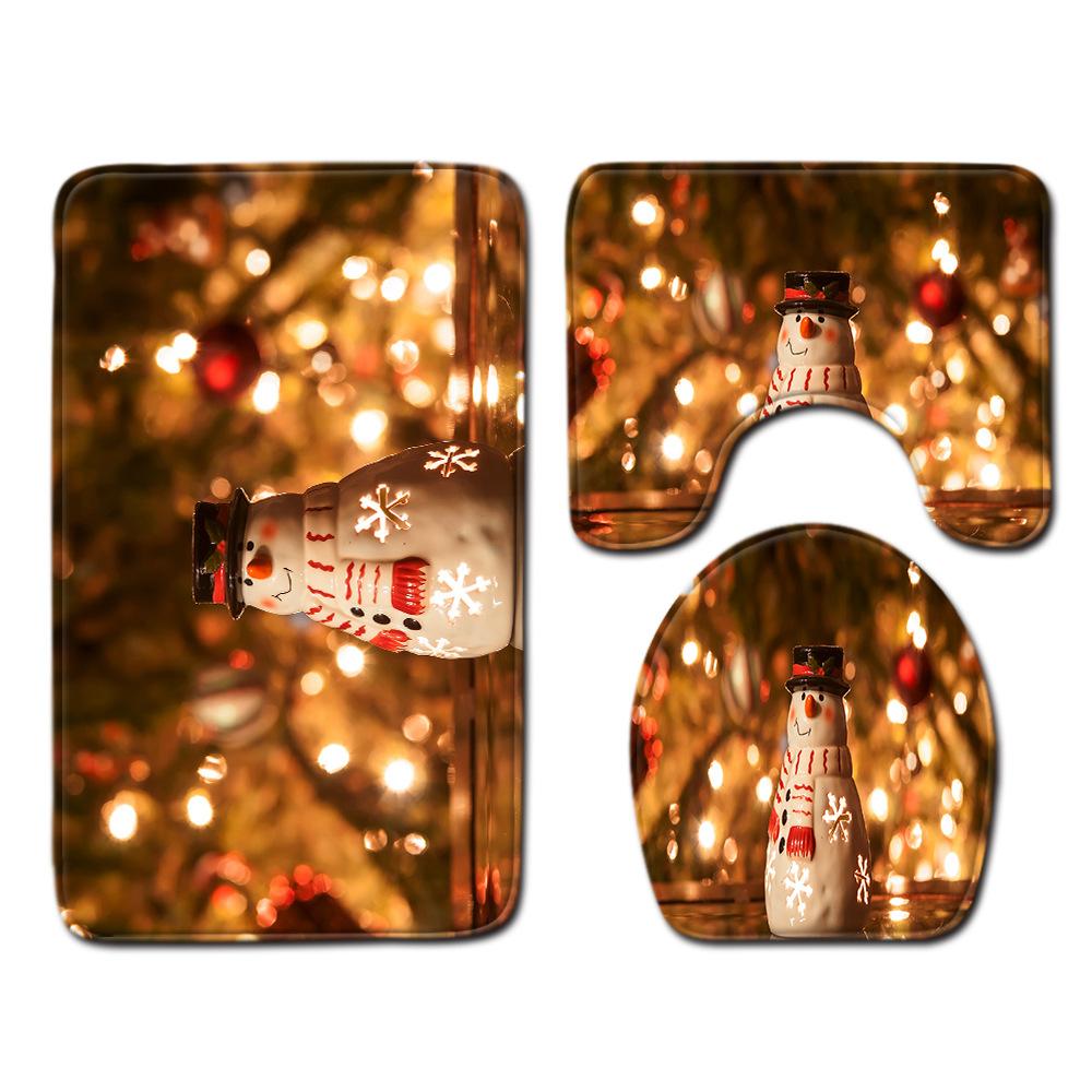 Christmas Bathroom Floor Mat Toilet Three-Piece Set