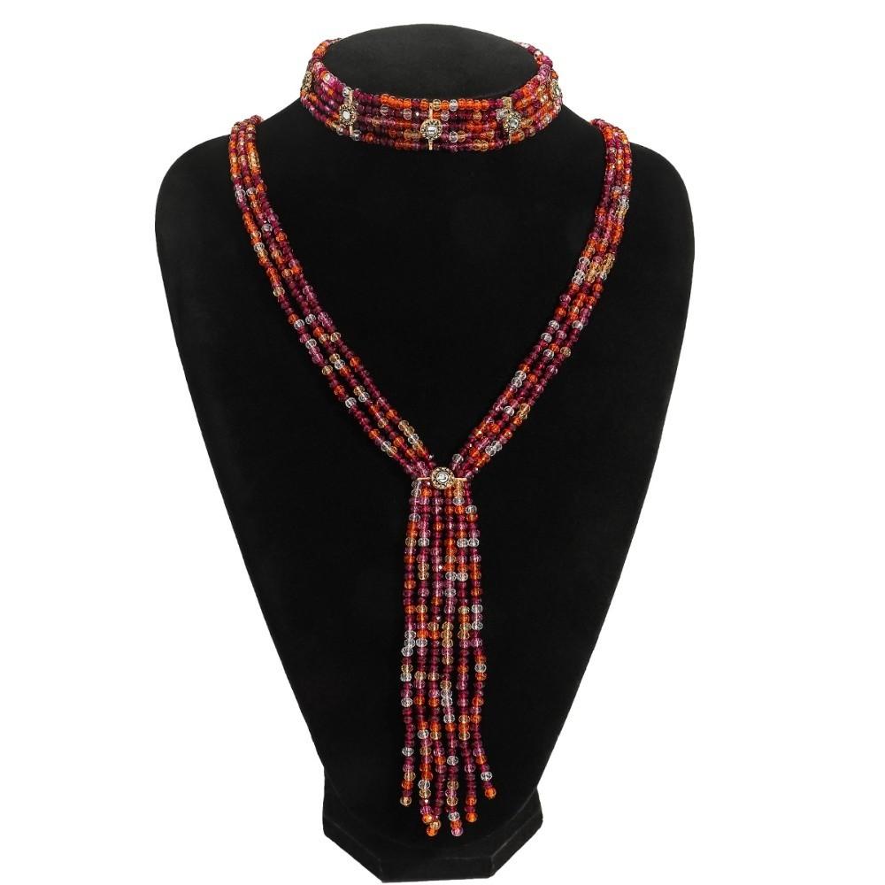 2 PCS Versatile Beaded Choker Necklace 2 Layers Women Collarbone Chain Stacked Beads Necklace  Party