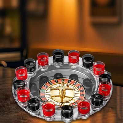 Roulette Drinking Game Wheel with 16 Cups Versatile Props Compact Table Turntable Gifts for KTV
