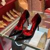 Red-soled High-heeled Shoes for Women's 2025 New Patent Leather Color-sensitive Side Empty Pointed Thin Heel Non-slip Light-mouth Women's Single Shoes