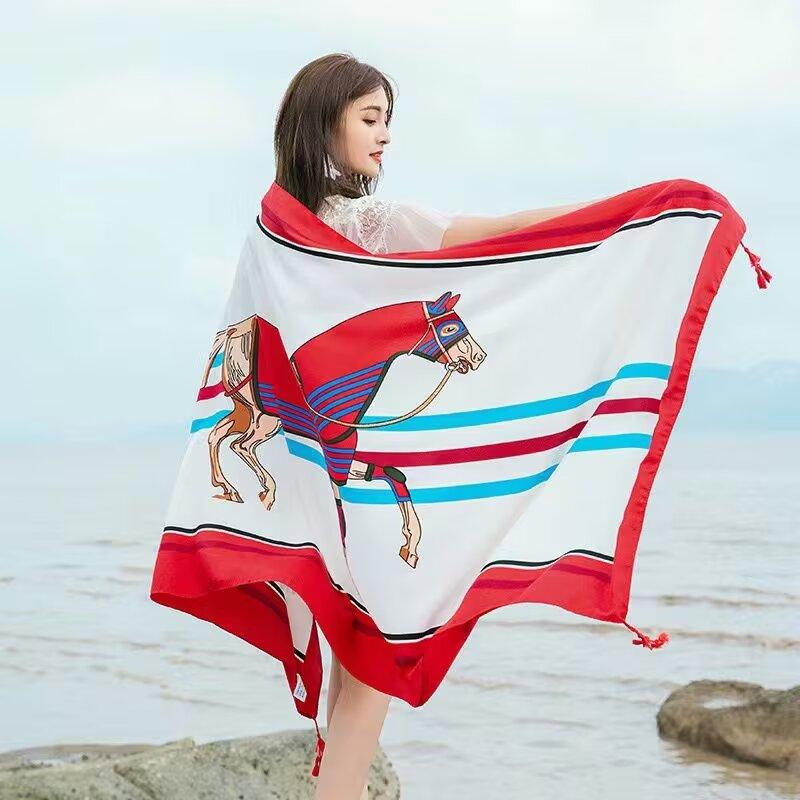 Shawl Travel Ethnic Style Cotton Linen Sun Protection Beach Cape Desert Sun Protection Cape Sun Protection Scarf Silk