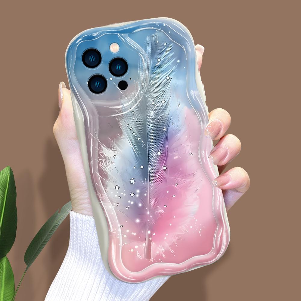 Kreslený vzor krémová textura pouzdro vlnitý okraj měkký silikonový kryt pouzdro na telefon pro iPhone Samsung Huawei Honor Xiaomi Redmi Infinix Tecno