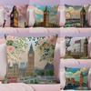 London Fashion Cushion Cover Natural Linen Pillow Case DoubleSided Print Decorative Sofa Pillowcase Home Decor Gift