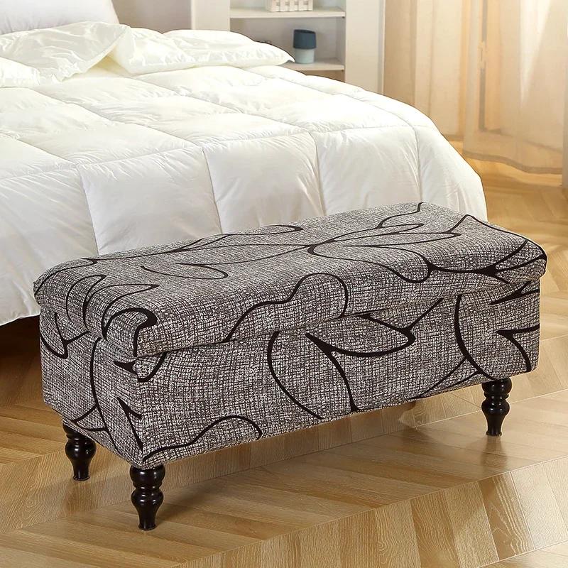 Geometric Storage Ottoman Cover Stretch FootStool Cover Folding Chair Slipcovers for Living Room Furniture Protector