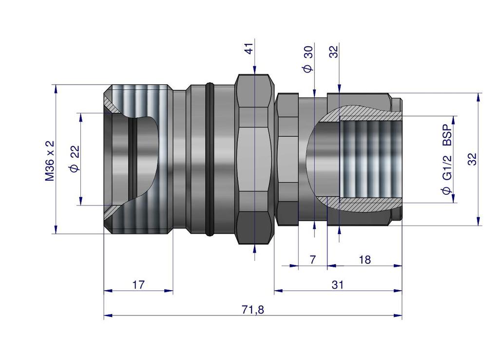 Szybkozłącze Hydrauliczne Skręcane Gniazdo G1/2"Bsp Gwint Wewnętrzny 300Bar Waryński