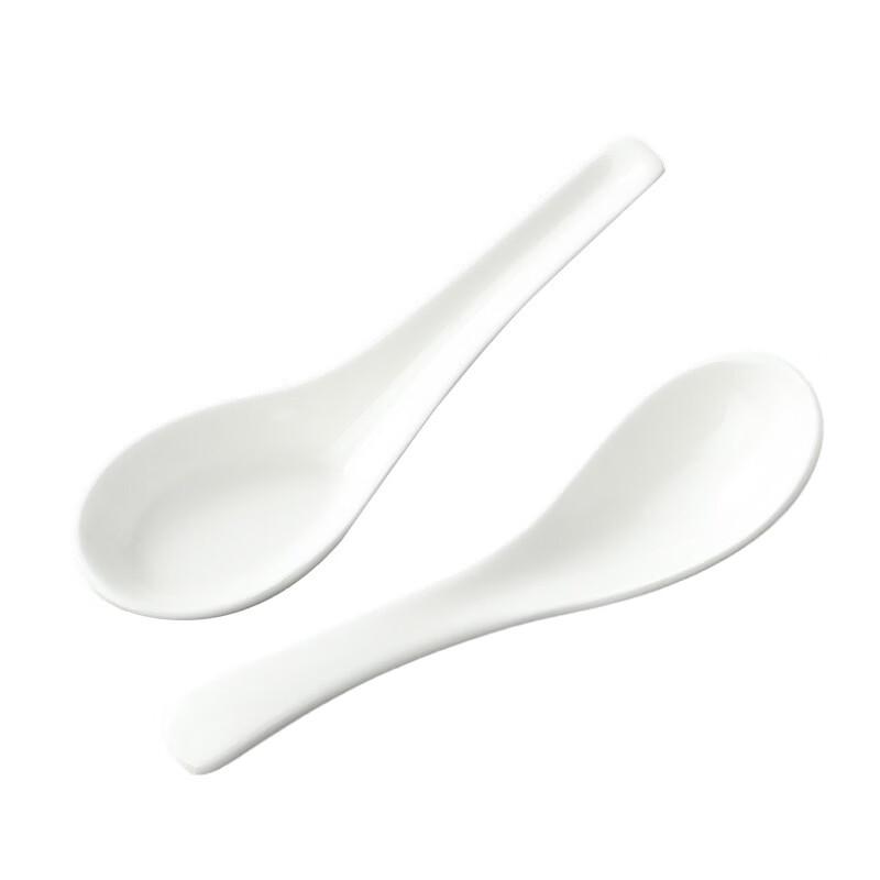 Ruhan Pure White Non-Porous Ceramic Soup Spoon