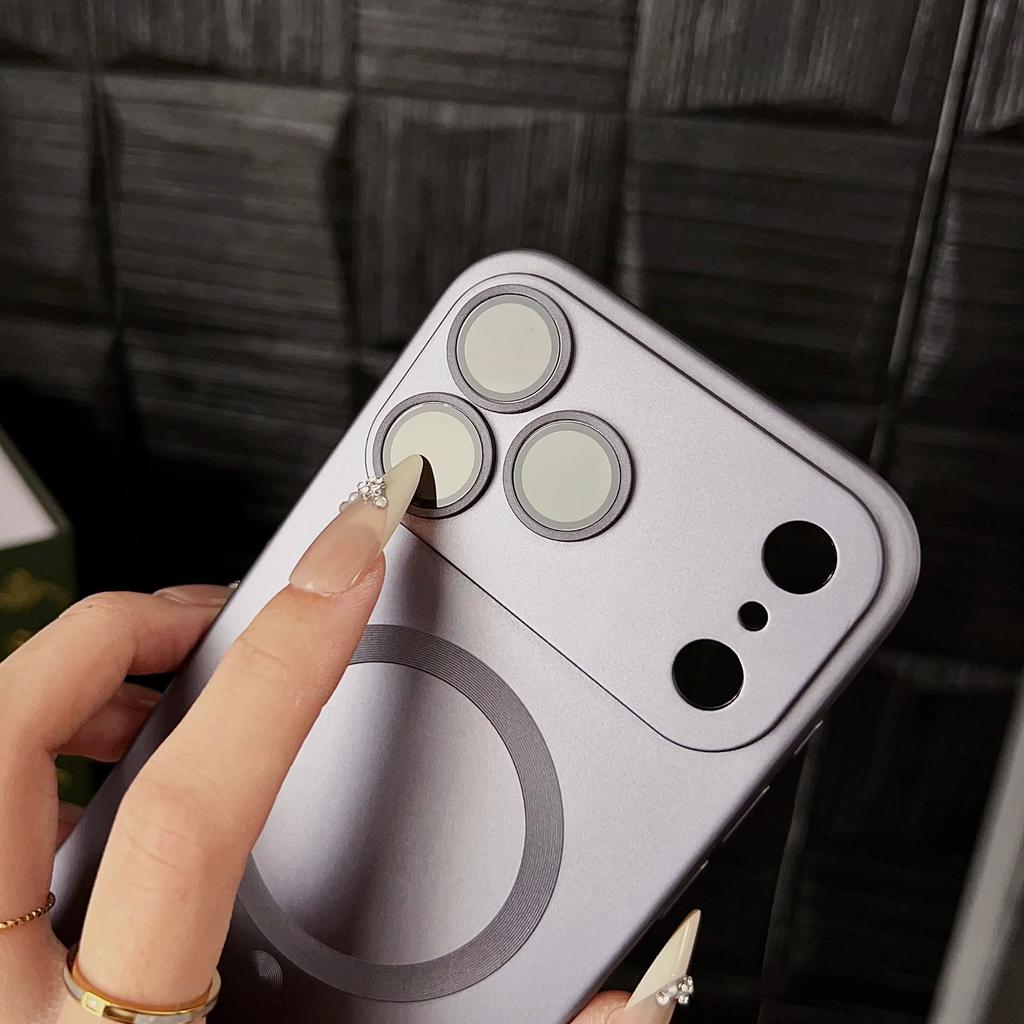  For Magsafe Magnetic Charging Case For iPhone Air 17 16 15 14 13 12 11 Pro Max Plus Glass Lens Protection Frosted Cover