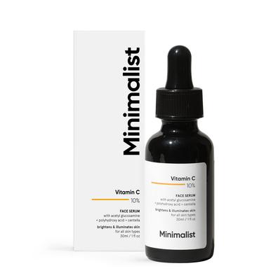 Minimalist 10% Advanced Vitamin C Serum for Glowing Skin | Brightening & Dark Spot Treatment | Treats Uneven Skin Tone, Dullness & UV Damage | Daily