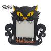 Halloween Picture Frame Wooden Photo Frame, Pumpkin Ghost Cat Cutout Seasonal Home Accessories Holder, Double-sided Holiday Tabletop Decor for