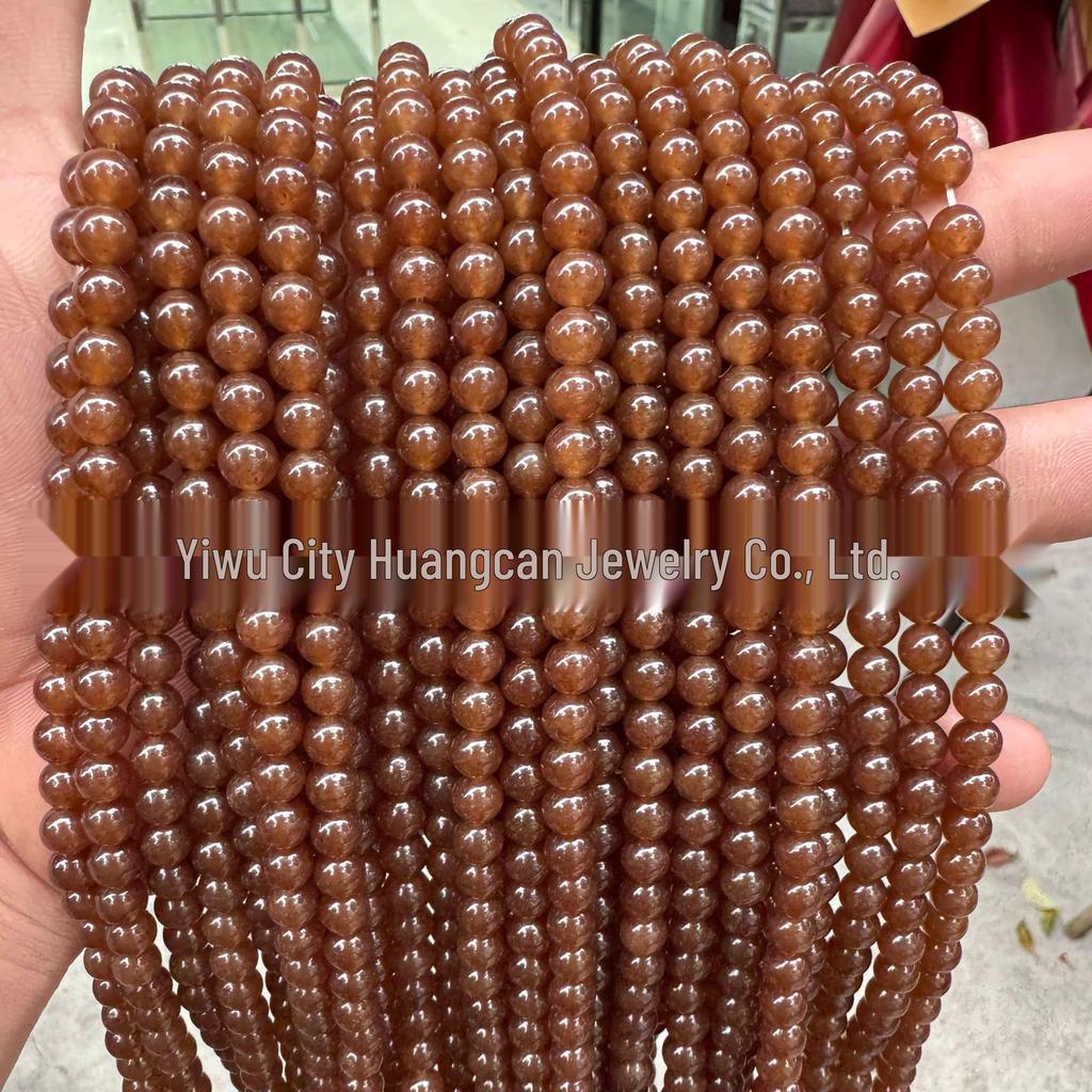 Red Agate and Olive Green Hetian Chalcedony Semi-Finished Loose Beads