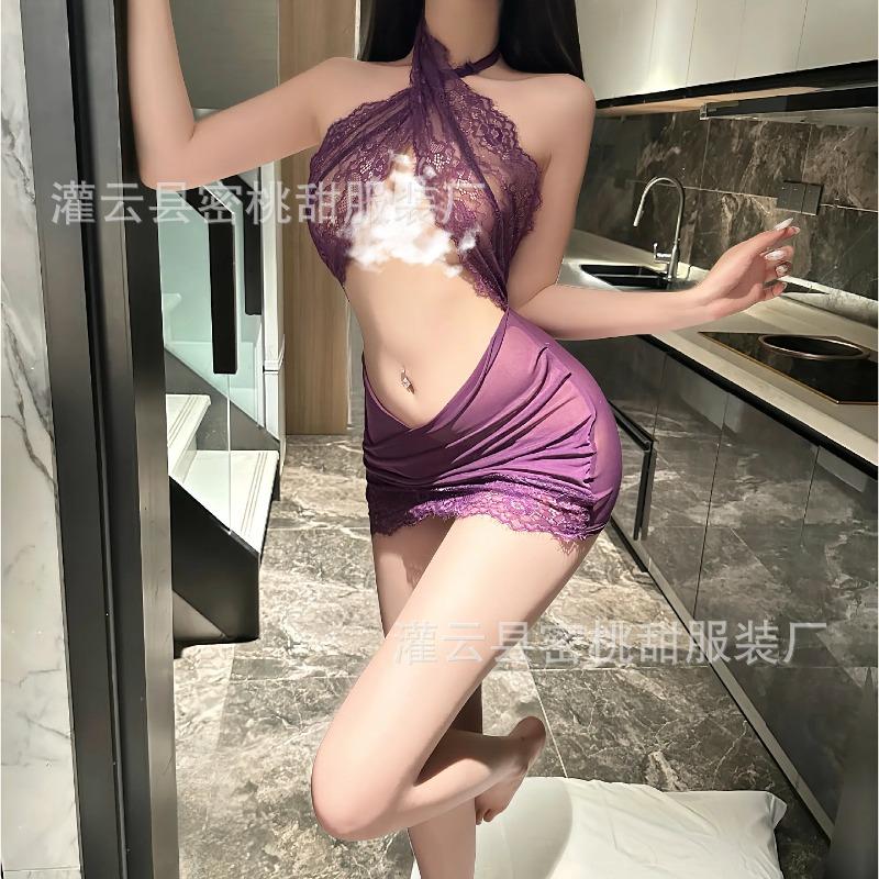 Sexy Lingerie Sexy Perspective Hip Wrap Female Secretary Cosplay Hot Neck Passion Free Skirt Pajamas